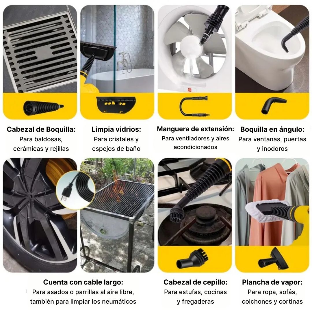 Limpiador a Vapor Multiusos ORIGINAL+9 accesorios GRATIS